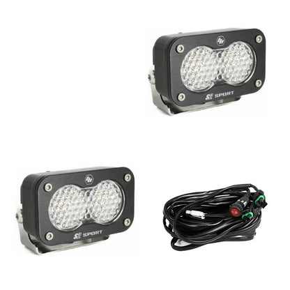S2 Sport Black LED Auxiliary Light Pod Pair - Universal Dunes 2 Dezert SXS