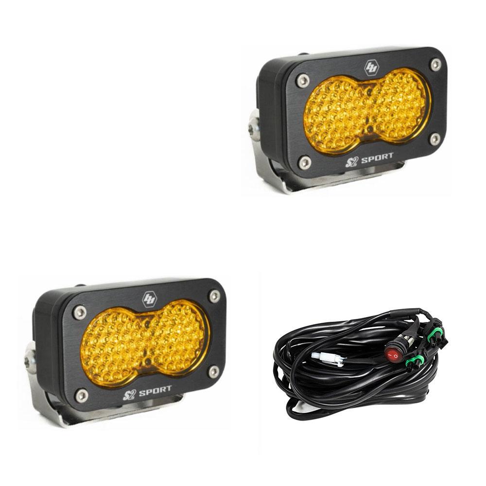 S2 Sport Black LED Auxiliary Light Pod Pair - Universal Dunes 2 Dezert SXS