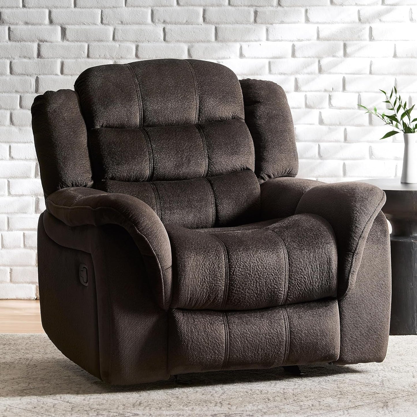 Hawthorne Chocolate Brown Glider Recliner Dual Function ShipItFurniture