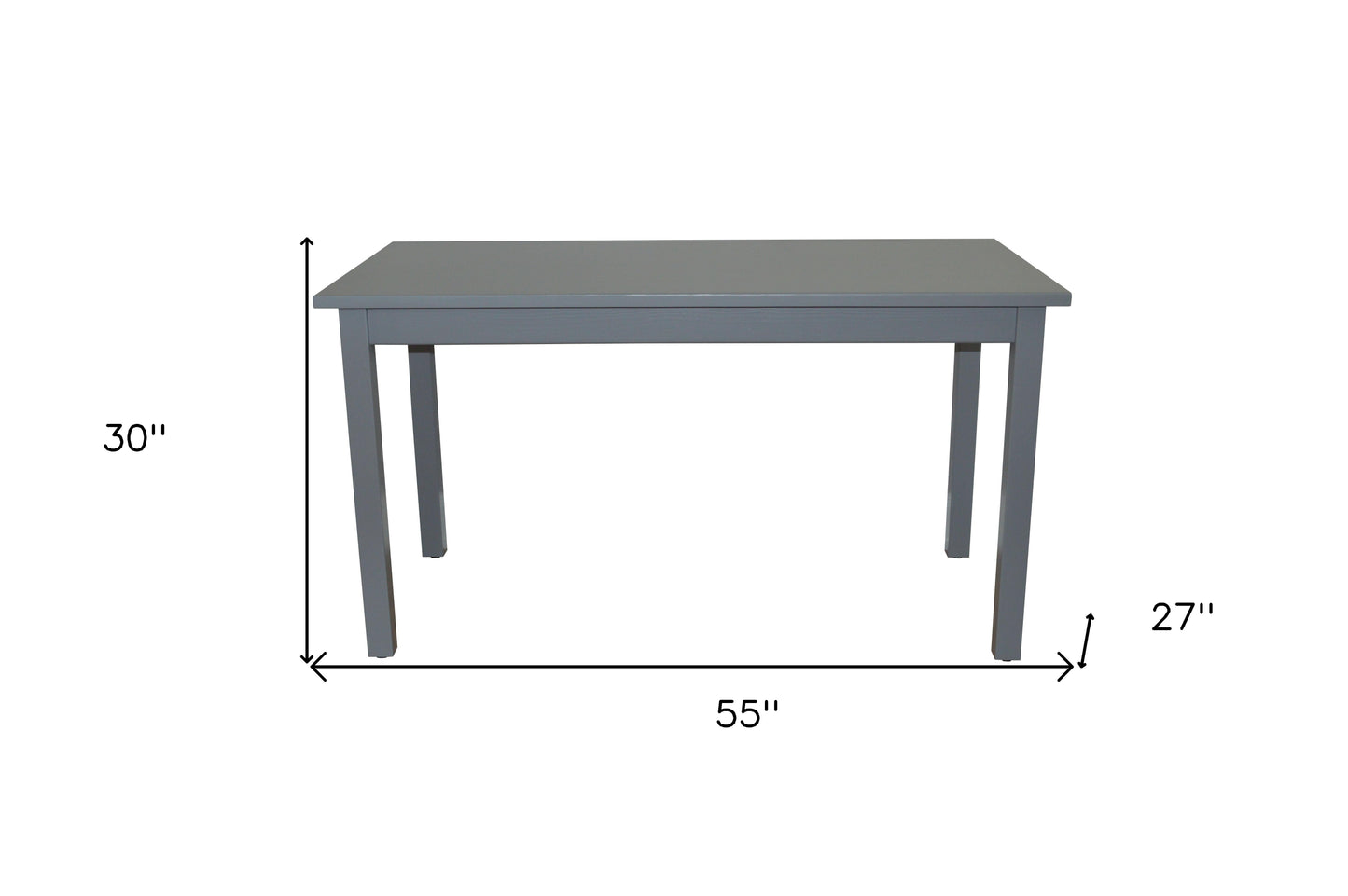 60" Gray Solid Wood Dining Table