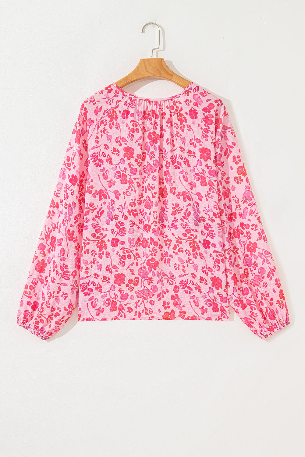 Adalyn Floral Puff Sleeve Lightweight Blouse Threaded Pear