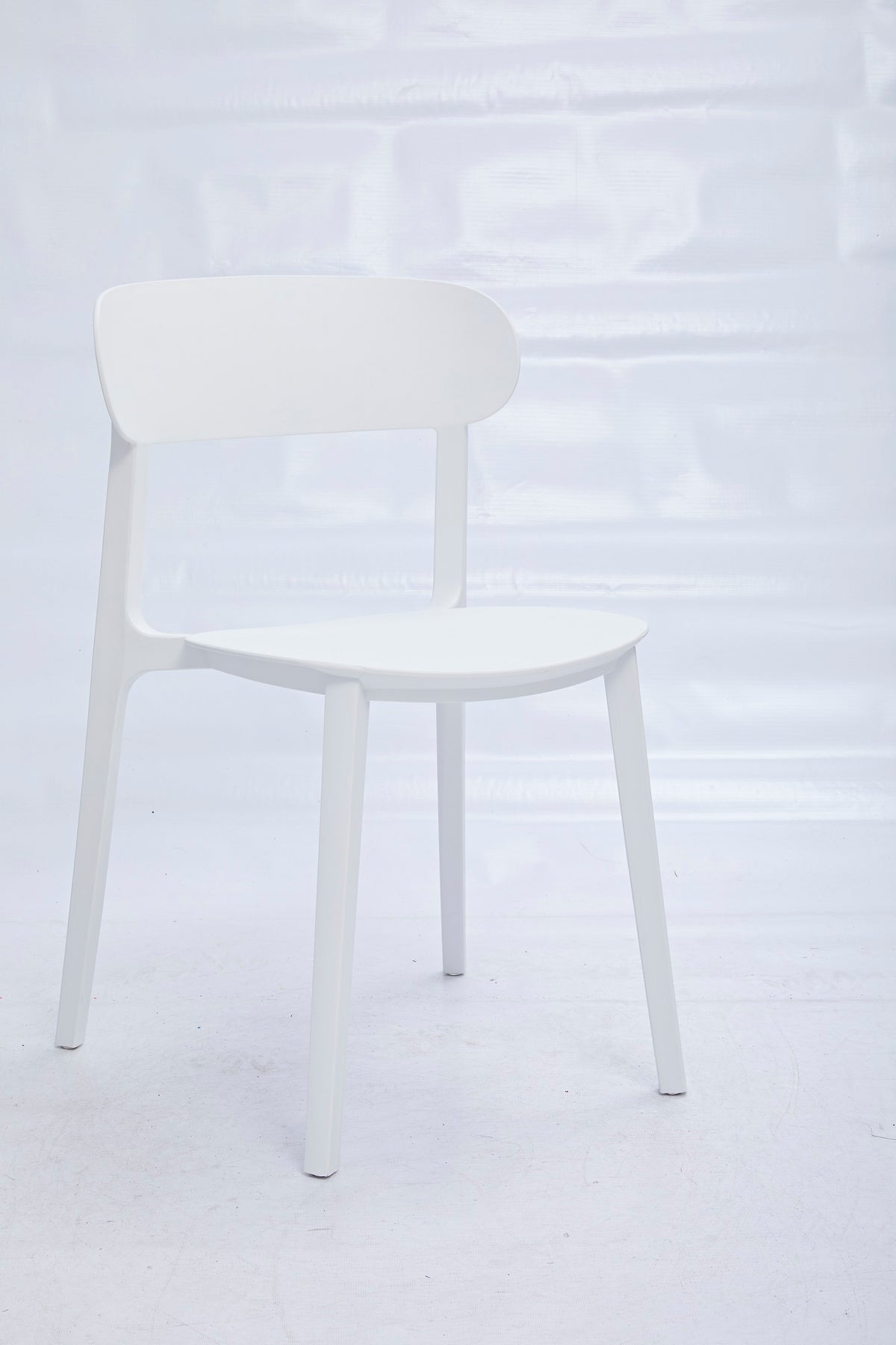 Set of Four White Heavy Duty Plastic Dining Side Chairs