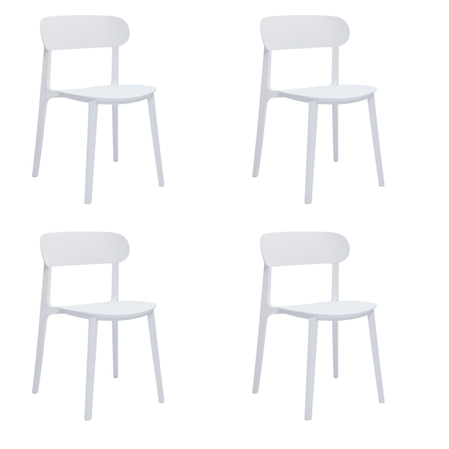 Set of Four White Heavy Duty Plastic Dining Side Chairs