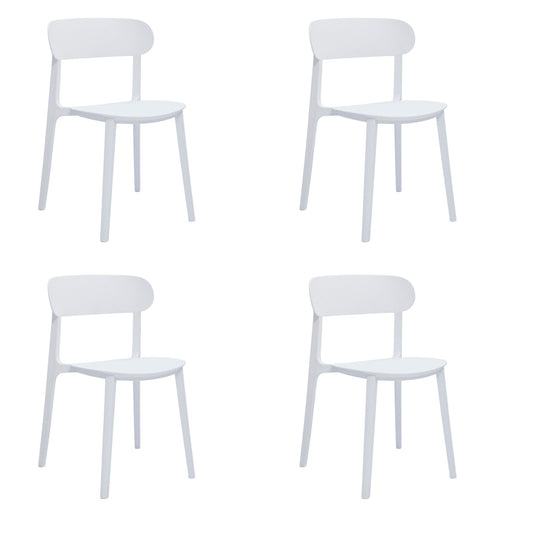 Set of Four White Heavy Duty Plastic Dining Side Chairs