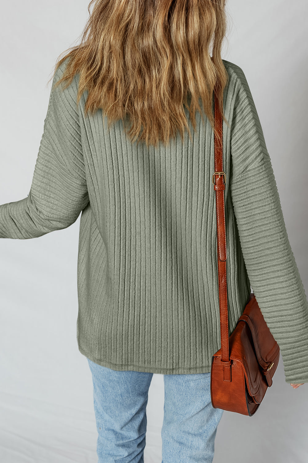 Lucia Ribbed Texture Button Up Shacket Threaded Pear