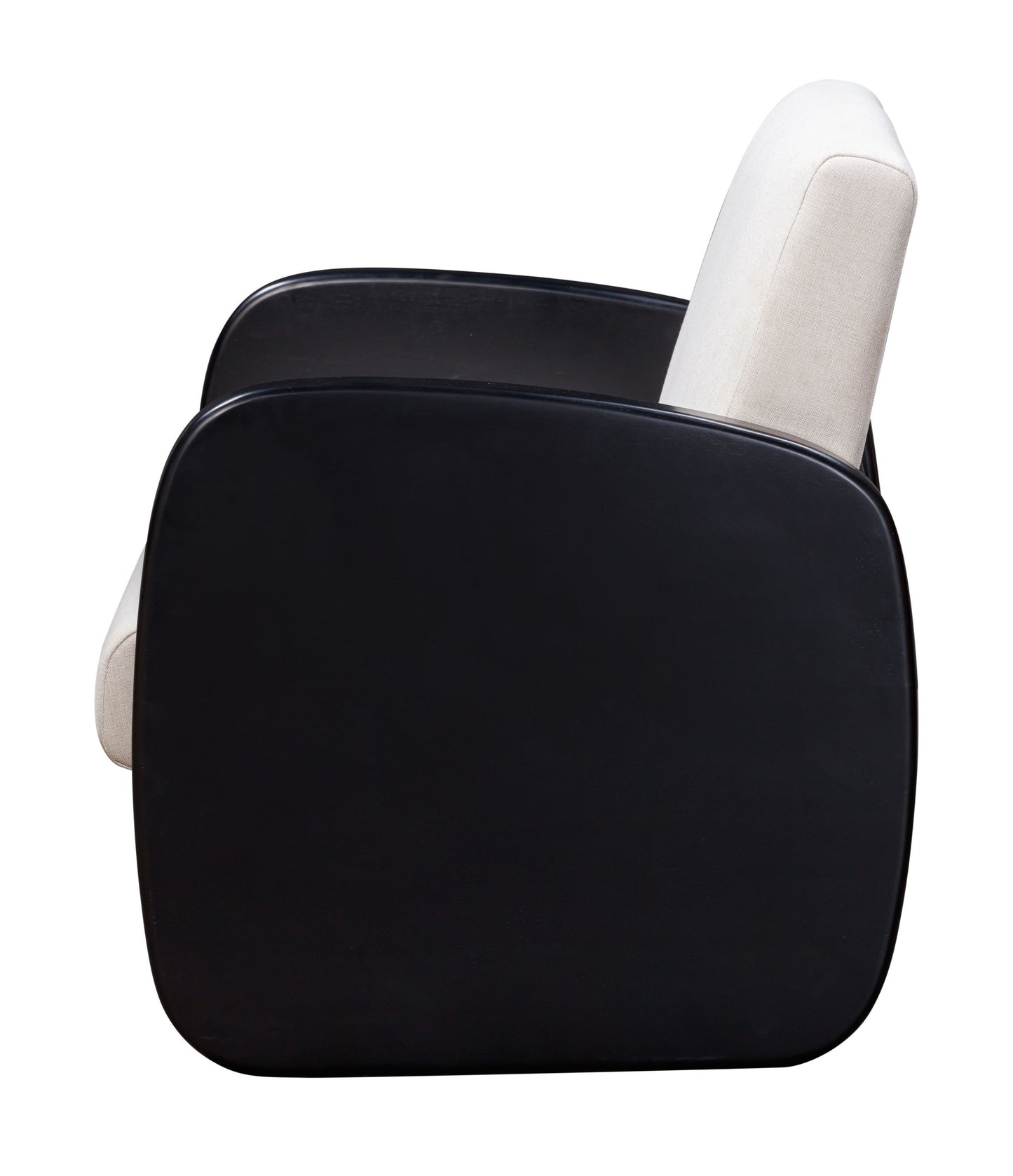29" White And Black Linen Arm Chair