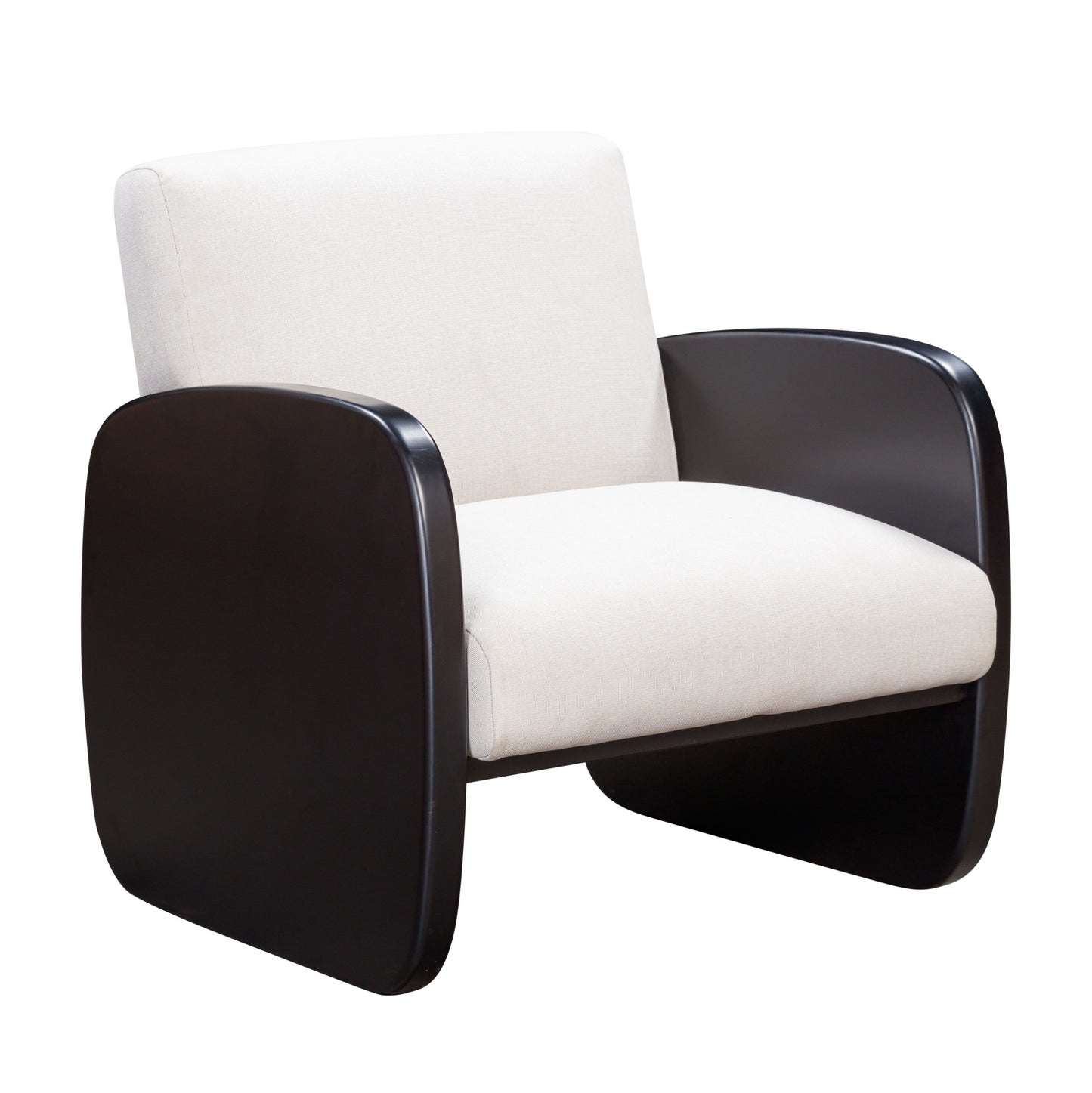 29" White And Black Linen Arm Chair