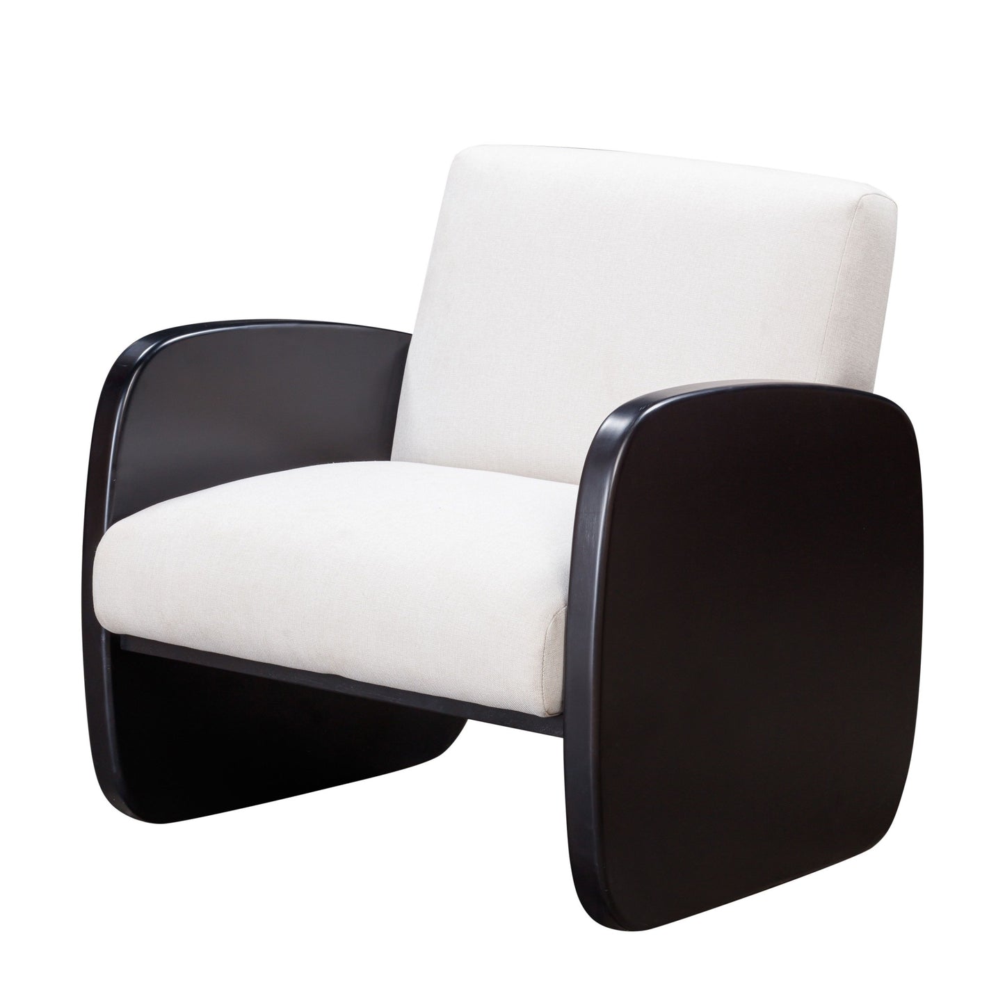 29" White And Black Linen Arm Chair