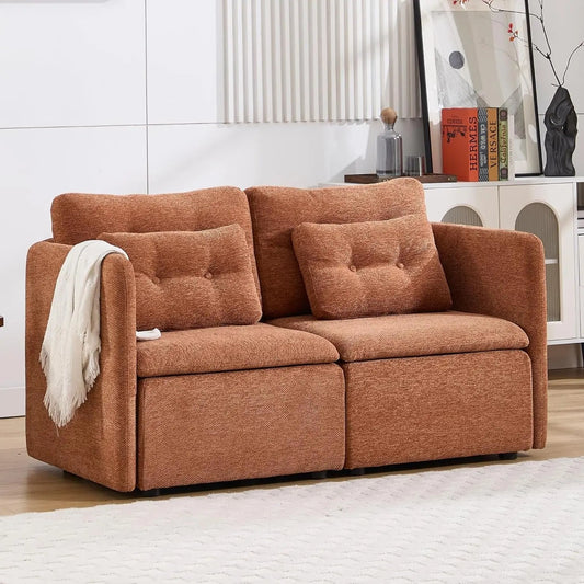 56 Inches Wide Chenille Sectional Loveseat Espresso - Get it from Bo