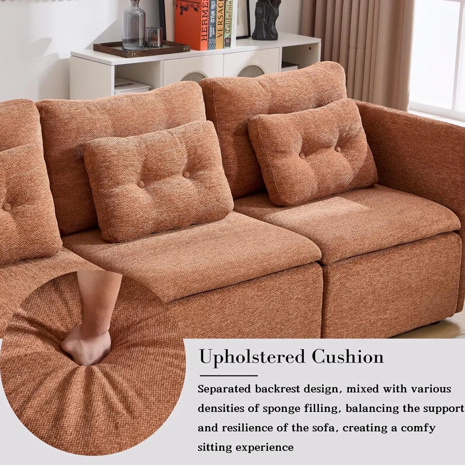 56 Inches Wide Chenille Sectional Loveseat Espresso - Get it from Bo