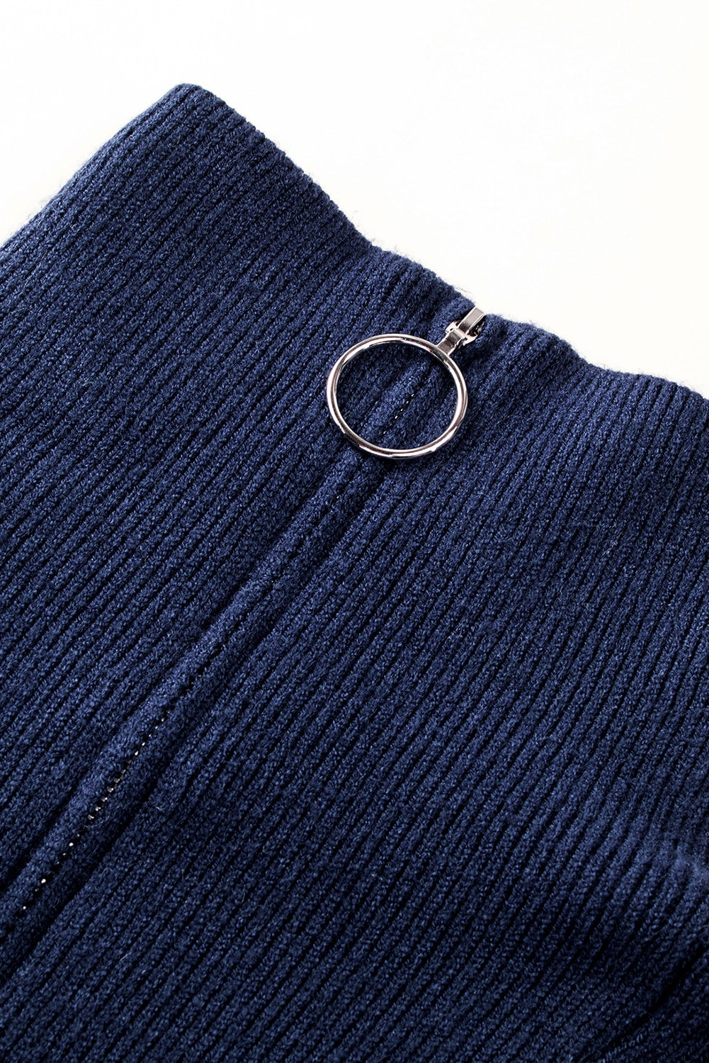 Iris Striped Zip Collared Loose Sweater Mini Dress Threaded Pear