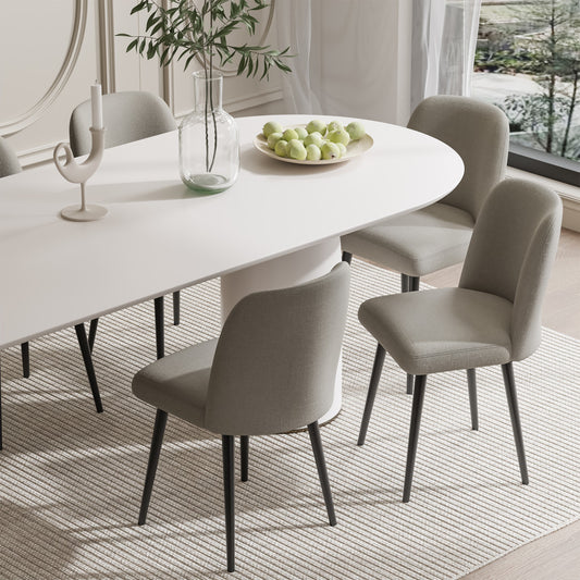 Set of Two Gray And Black Upholstered Fabric Dining Side Chairs