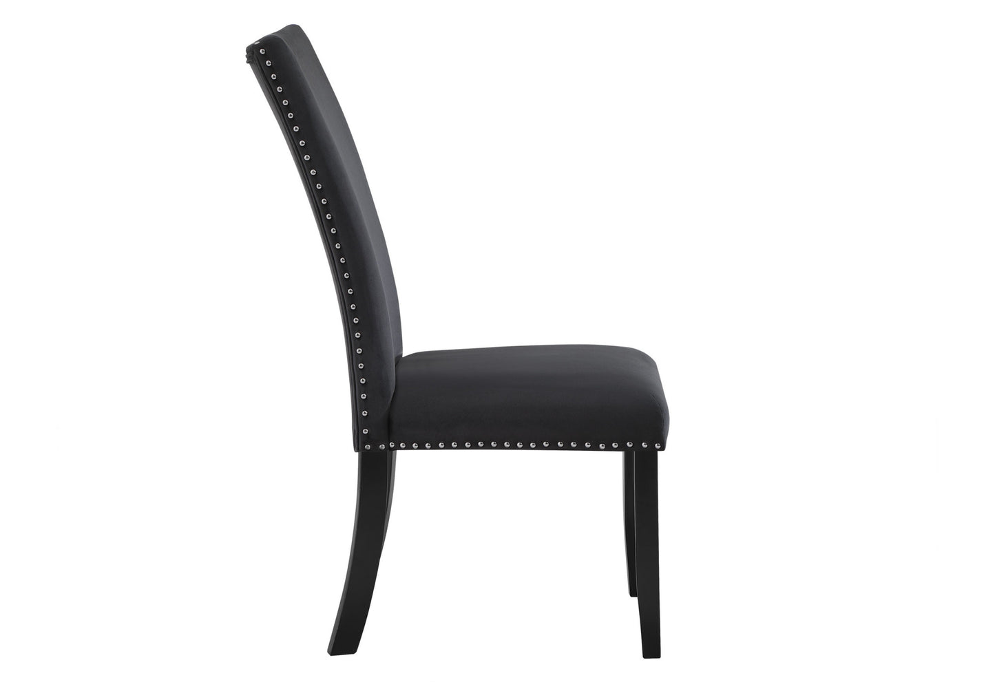 Set of Two Black Upholstered Velvet Dining Side Chairs