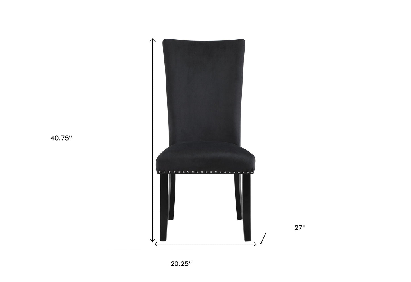Set of Two Black Upholstered Velvet Dining Side Chairs