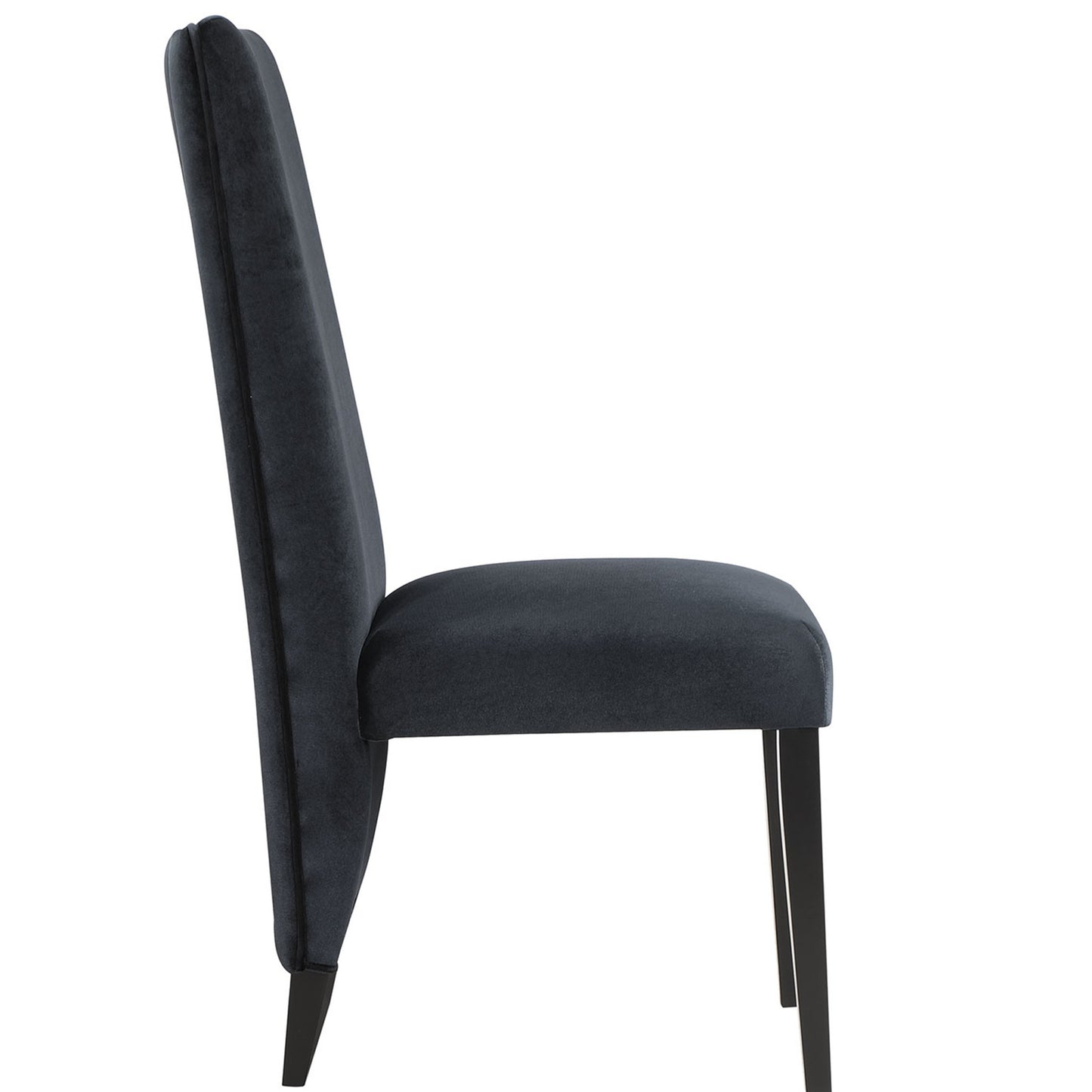 Set of Two Black Upholstered Velvet Dining Side Chairs