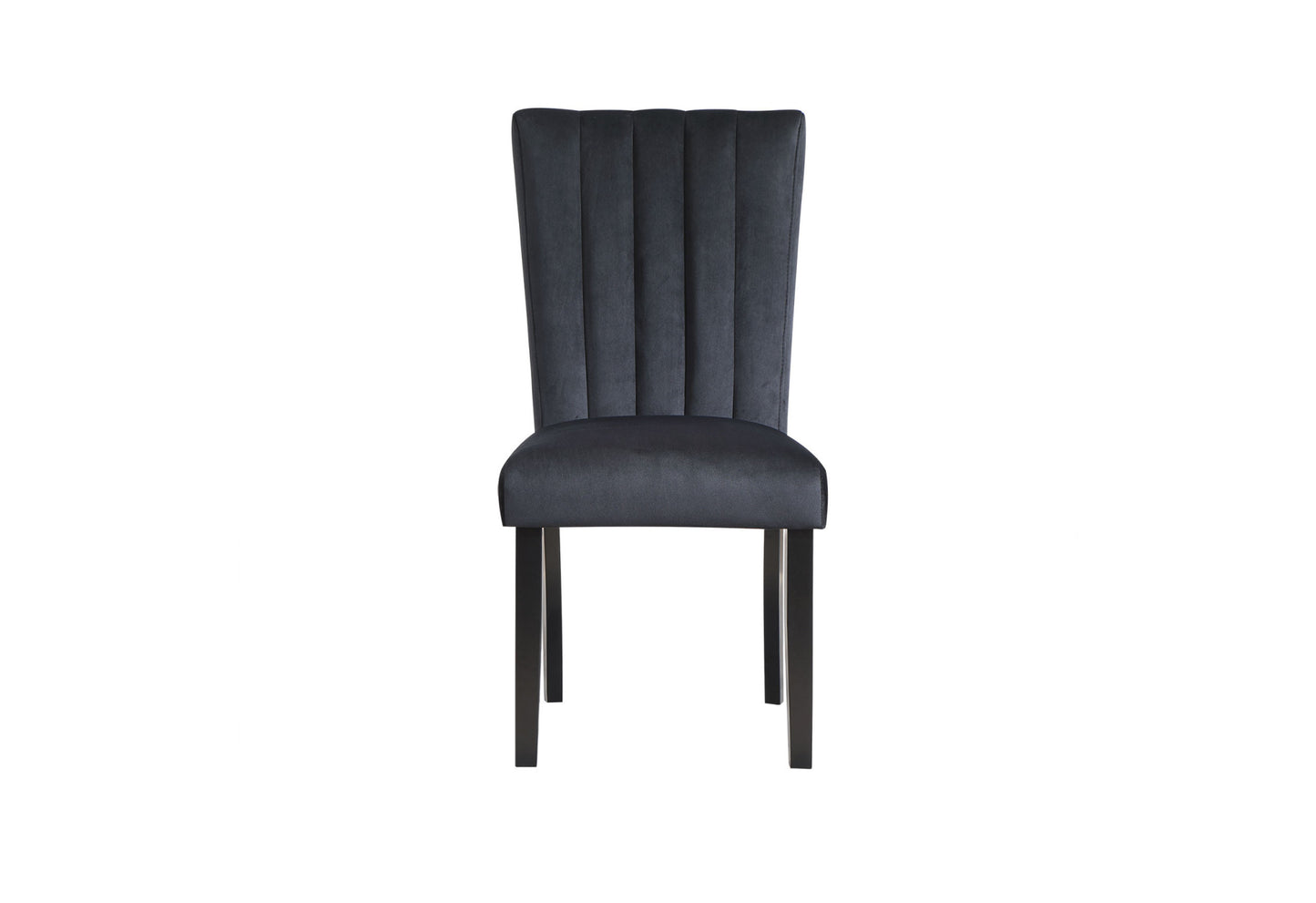 Set of Two Black Upholstered Velvet Dining Side Chairs