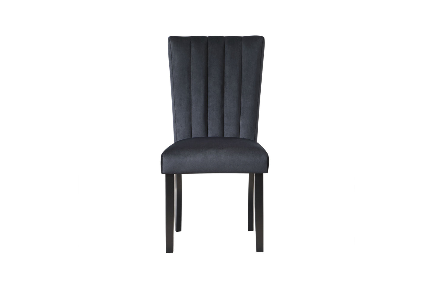 Set of Two Black Upholstered Velvet Dining Side Chairs