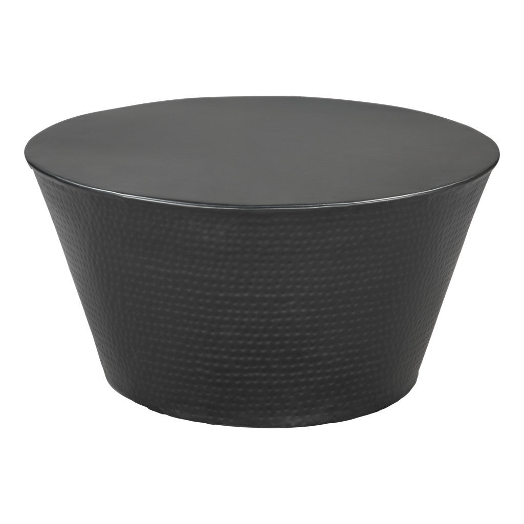 33" Black Iron Round Solid Coffee Table