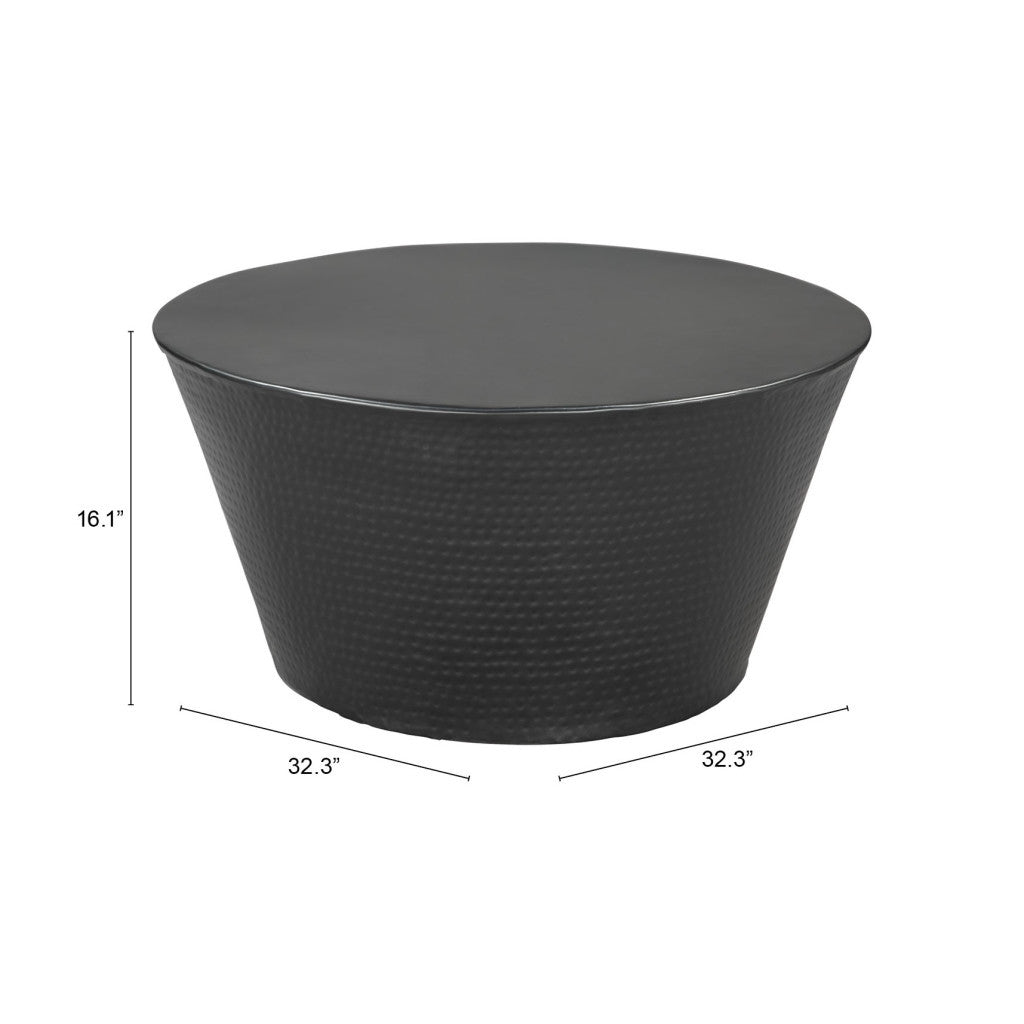 33" Black Iron Round Solid Coffee Table