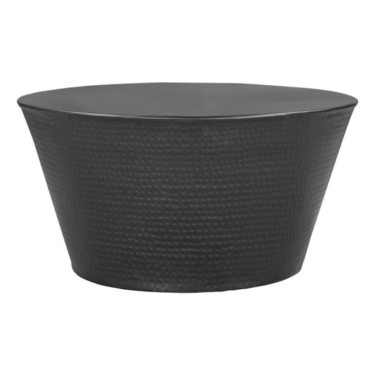 33" Black Iron Round Solid Coffee Table
