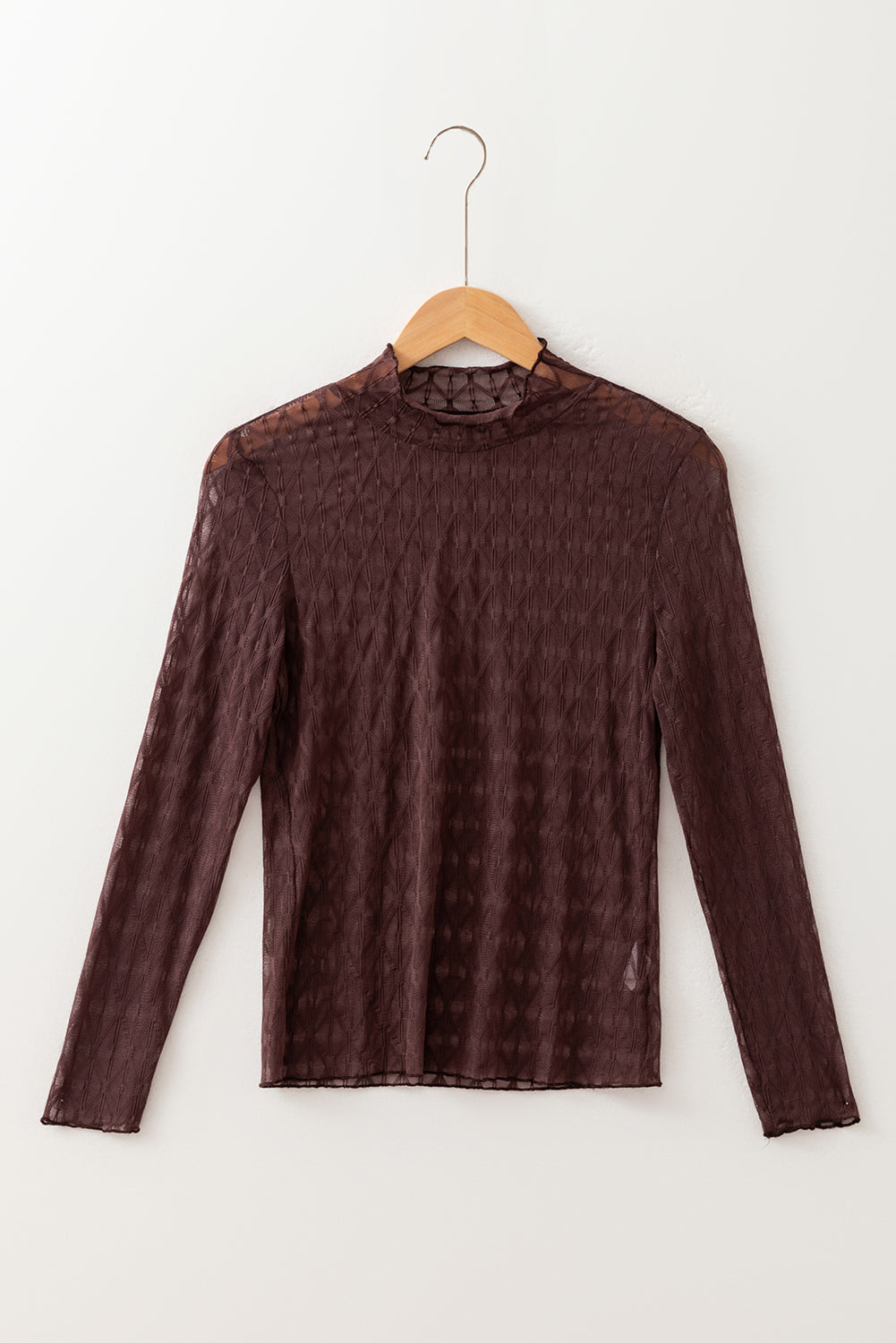 Ruth Sheer Mesh Patterned Lettuce Trim Top Threaded Pear