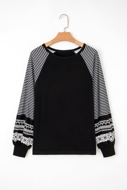 Kelsey Striped Raglan Long Sleeve Loose Top