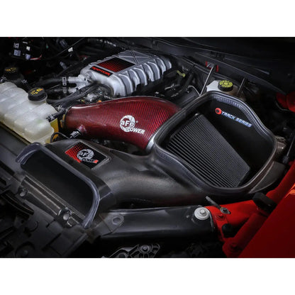 aFe 2023-2025 Ford F150 Raptor R V8 5.2L Supercharged Red Carbon Track Series Air Intake w/ P5R Filter NP Motorsports