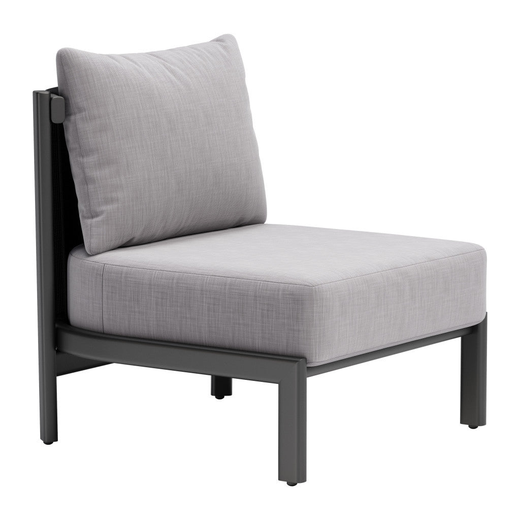 28" Gray And Black Fabric Side Chair