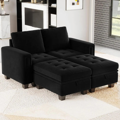 Velvet Modular Sectional Sofa Storage And Reversible Chaise ShipItFurniture