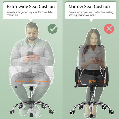 Ergonomic Faux Leather Office Chair White Adjustable