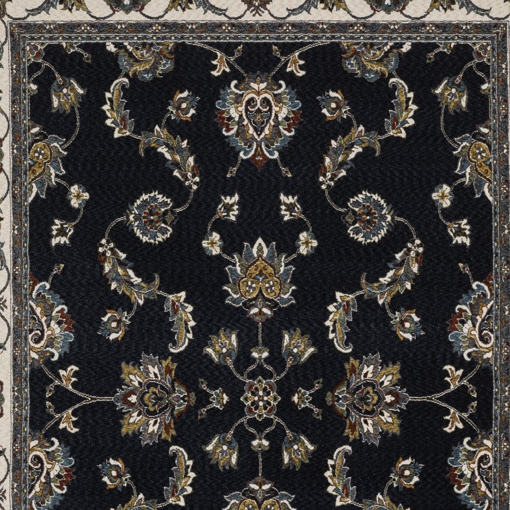 5' X 8' Ivory Oriental Area Rug With Fringe