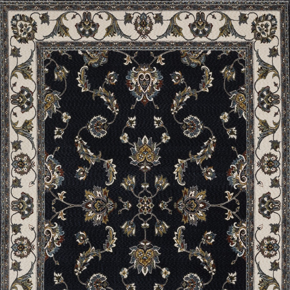 5' X 8' Ivory Oriental Area Rug With Fringe