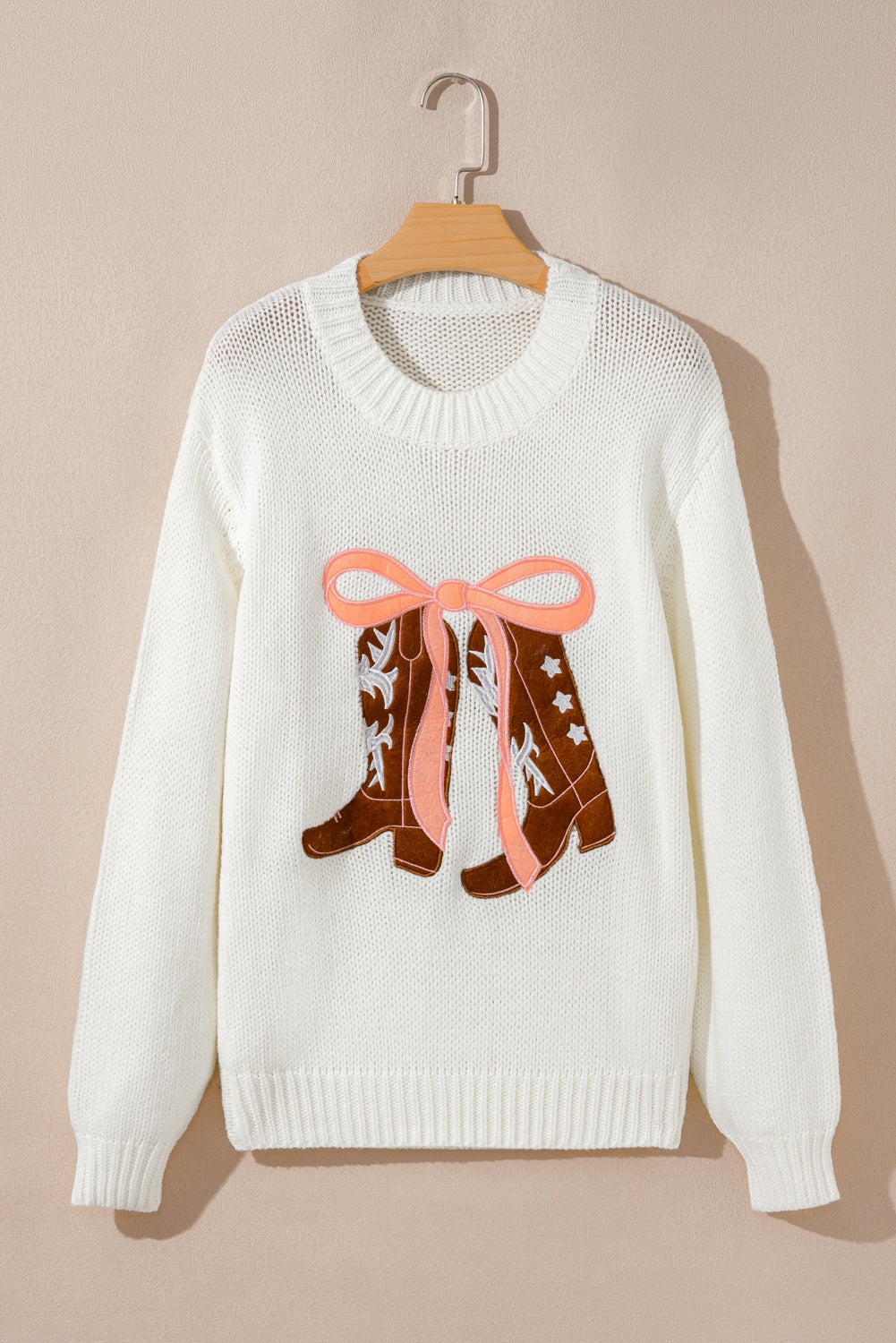 Amanda Embroidered Bow Boots Sweater