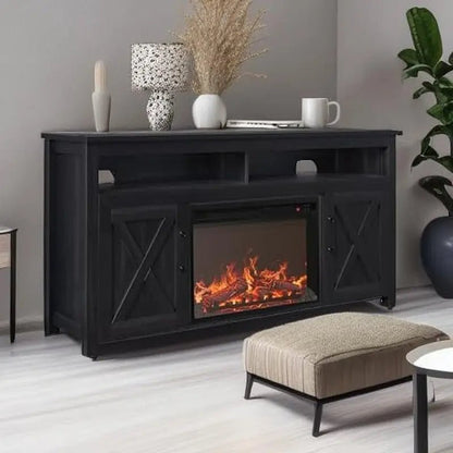 58 Inch Farmhouse TV Stand With Electric Fireplace Grey - Get it from Bo