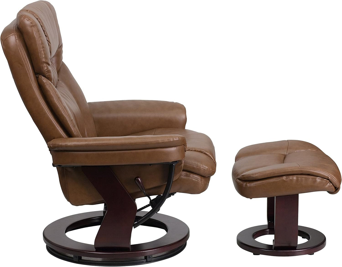 Leathersoft Recliner With Ottoman Palimino Swivel ShipItFurniture