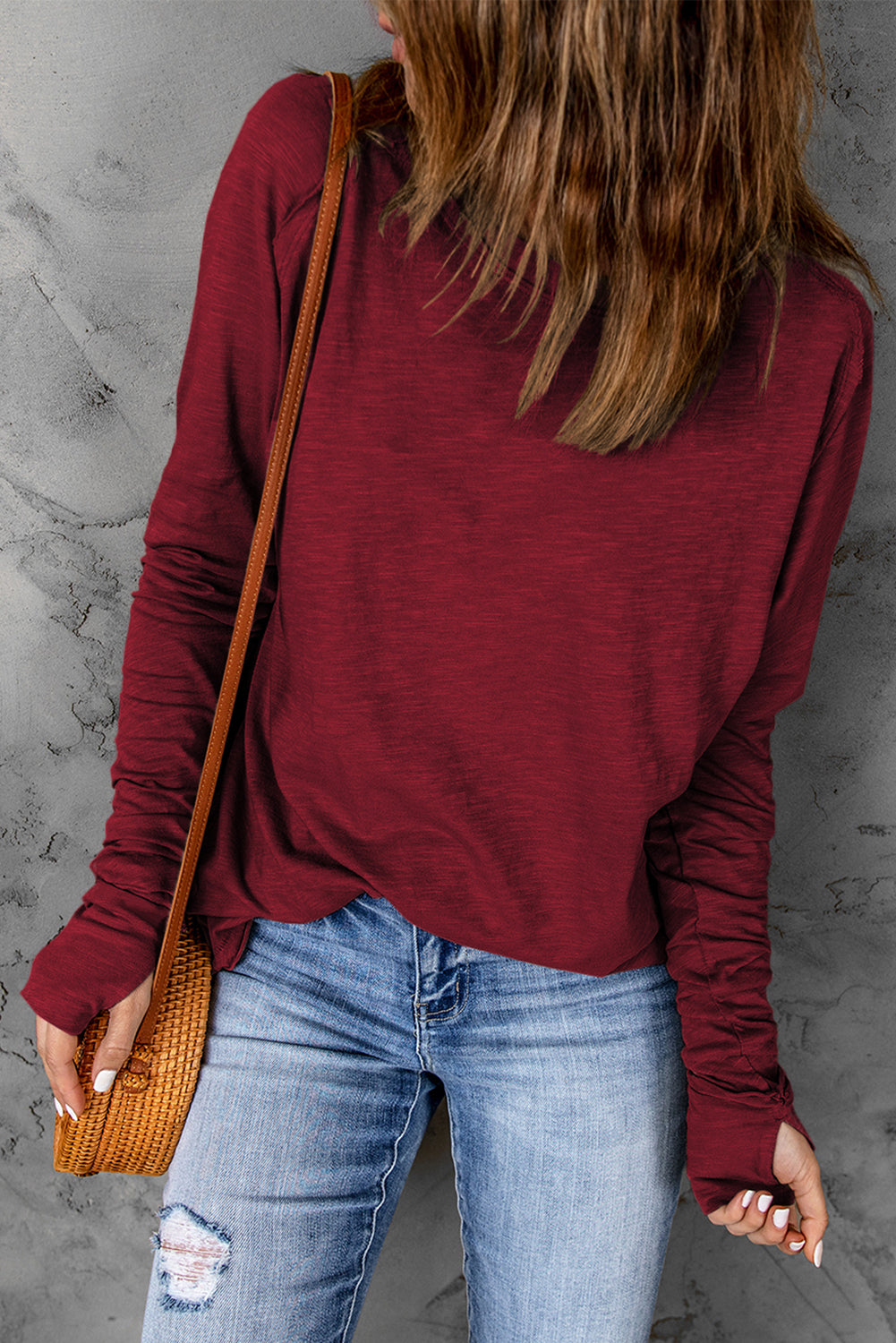 Madison Fiery Solid Long Sleeve Top