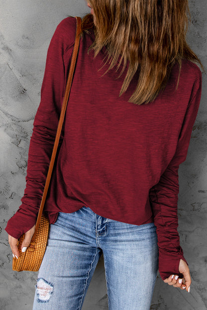 Madison Fiery Solid Long Sleeve Top