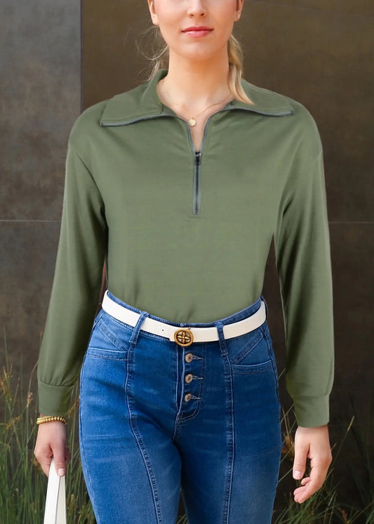 Zip Up Funnel Neck Sweater Anna-Kaci Wholesale