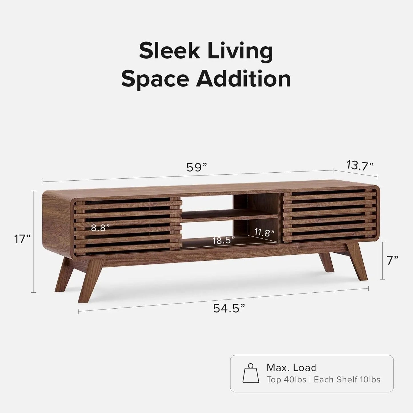 59 Inch Walnut TV Stand Mid Century Modern Console - Get it from Bo