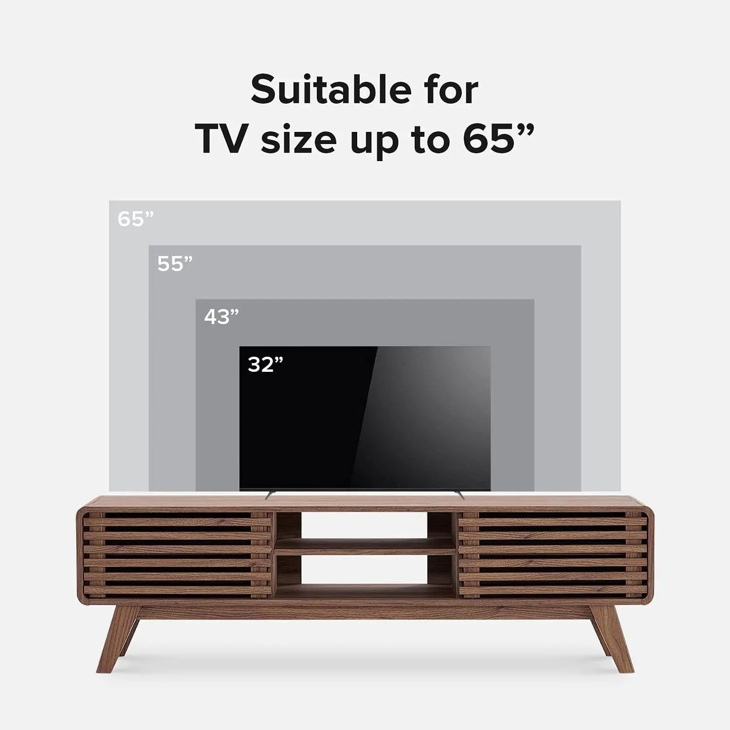 59 Inch Walnut TV Stand Mid Century Modern Console - Get it from Bo