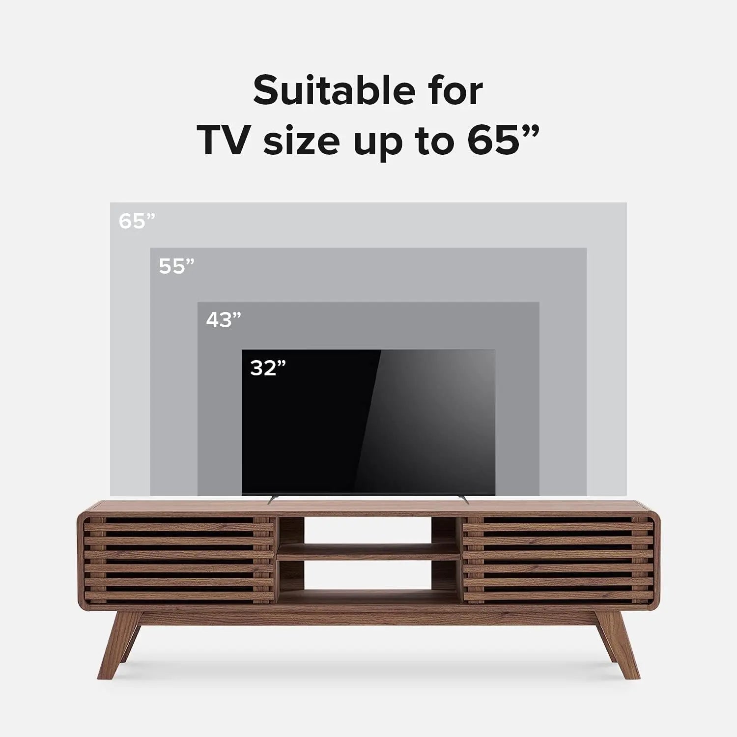 59 Inch Walnut TV Stand Mid Century Modern Console - Get it from Bo