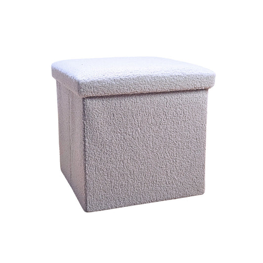 15" Gray Boucle Cube Storage Ottoman