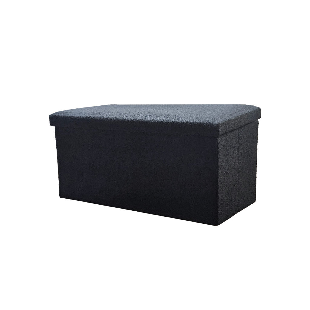 30" Black Boucle Storage Ottoman