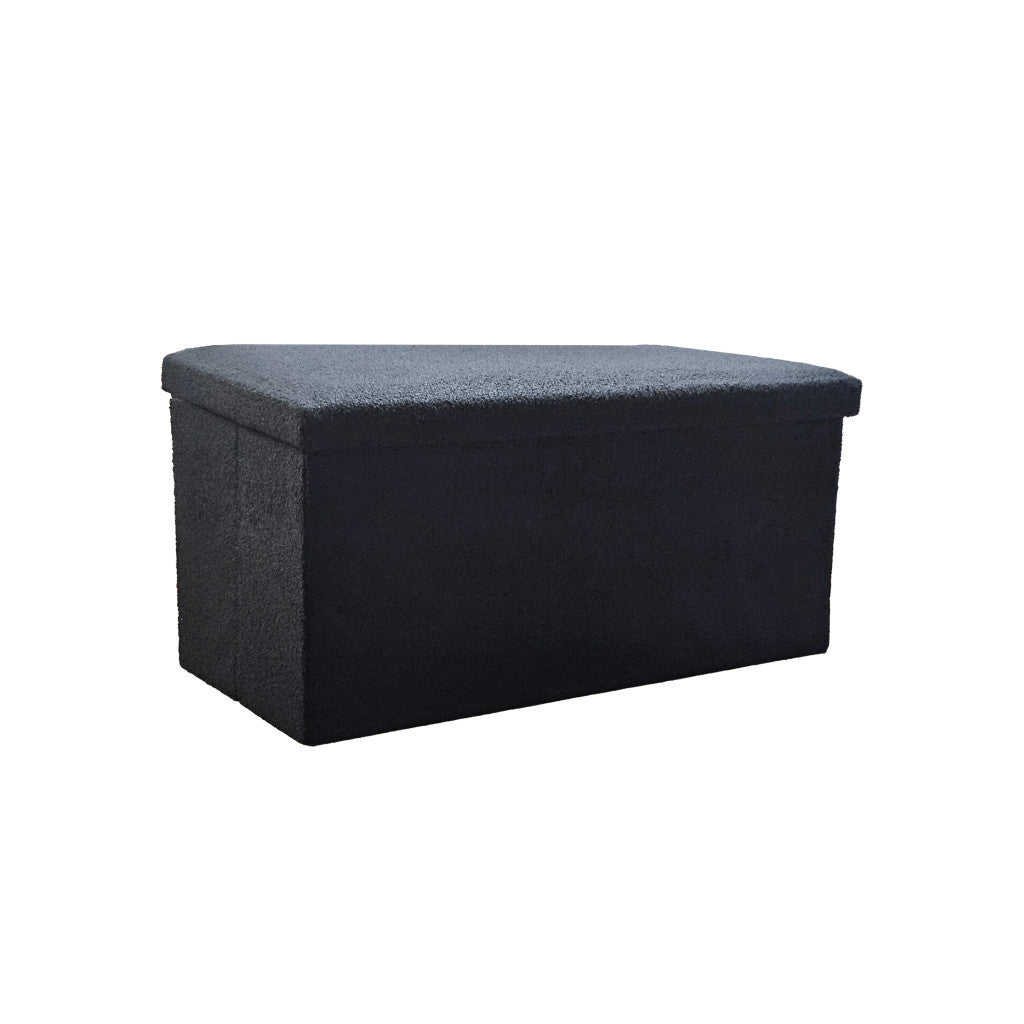 30" Black Boucle Storage Ottoman