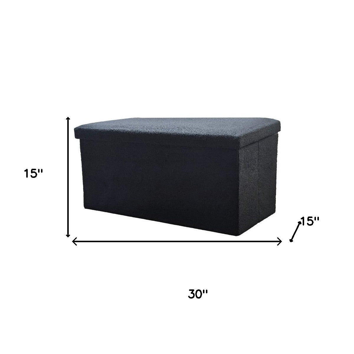 30" Black Boucle Storage Ottoman