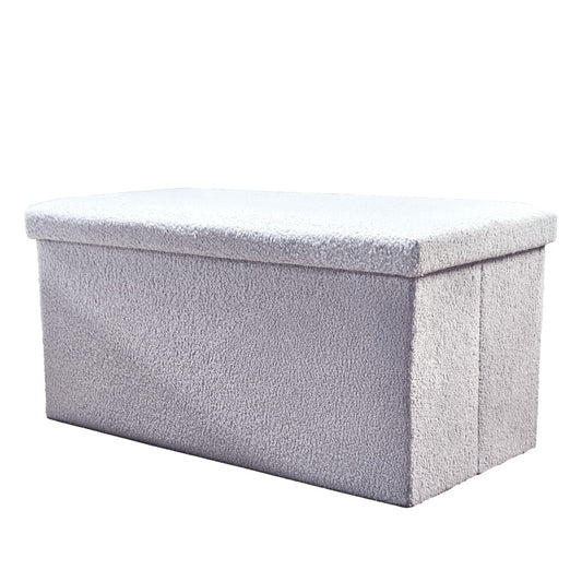 30" Gray Boucle Storage Ottoman