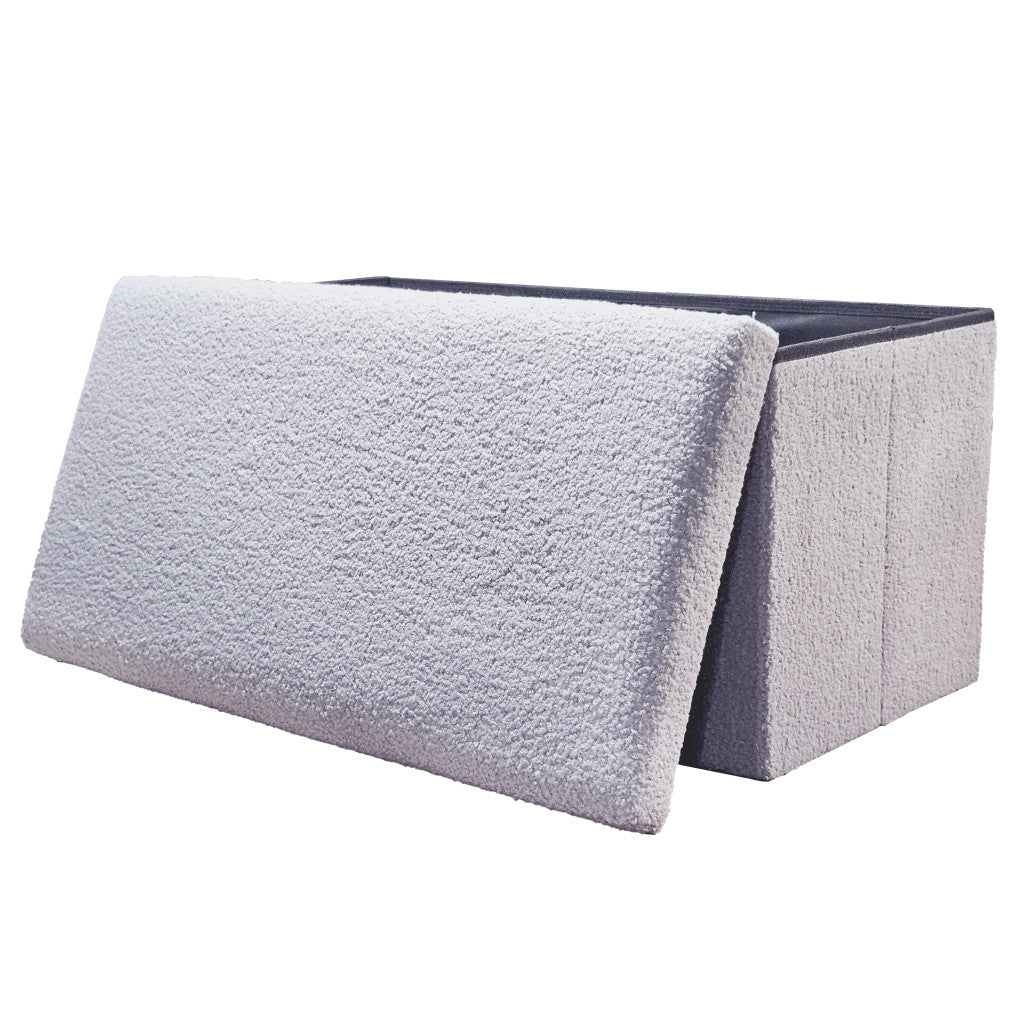 30" Gray Boucle Storage Ottoman