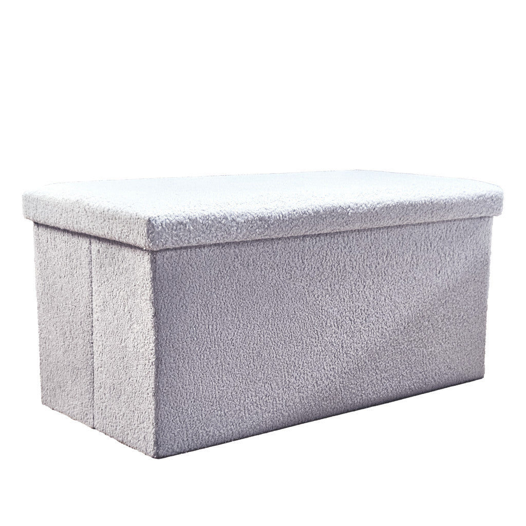 30" Gray Boucle Storage Ottoman