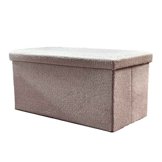 30" Taupe Boucle Storage Ottoman