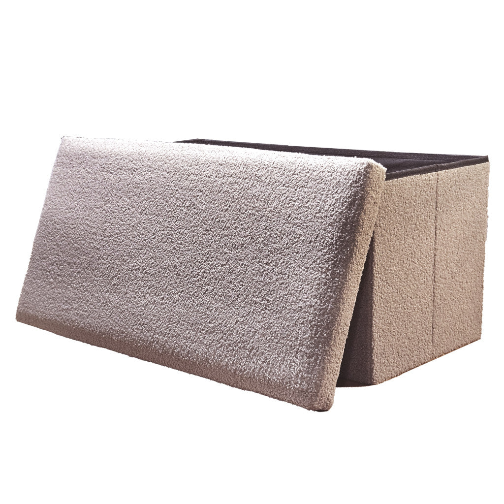 30" Taupe Boucle Storage Ottoman